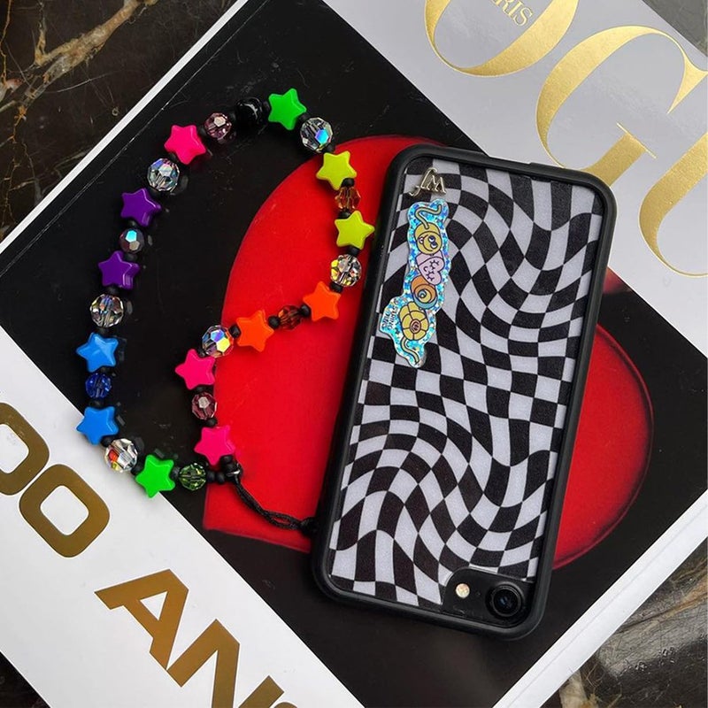 WCCH Beaded Phone Charm Y2K Kawaii Handmade Acrylic Phone Lanyard Wrist Strap for Camera Bag Airpods Keychain Charm Colorful Stars - Image 3